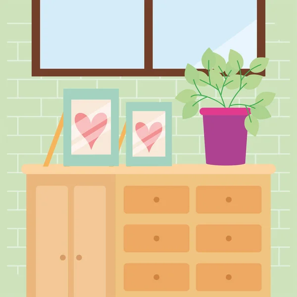 Planta de sala na gaveta —  Vetores de Stock