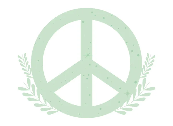 Friedenssymbole und Blätter — Stockvektor