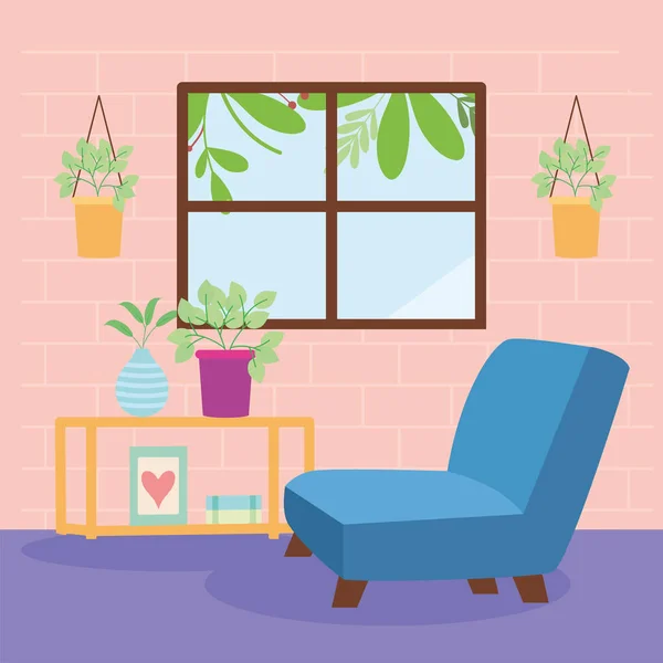 Obývací pokoj s oknem — Stockový vektor