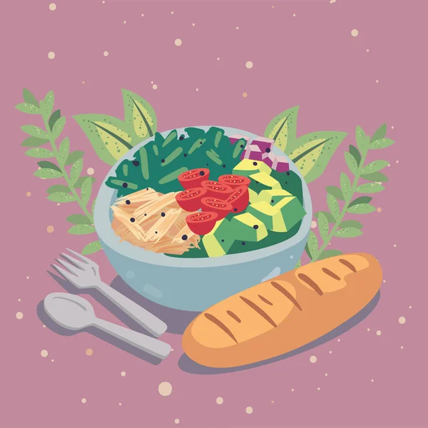 Salat und Brot — Stockvektor
