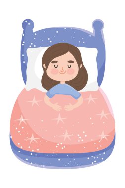 Kız yatakta uyuyor.