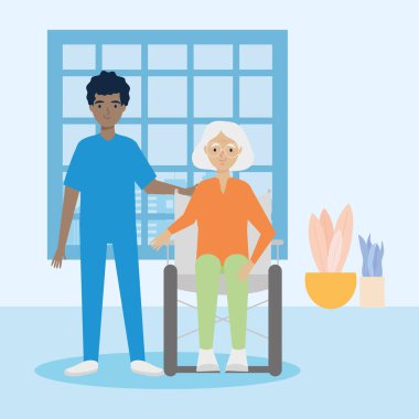 Yaşlı kadın ve bakıcı.