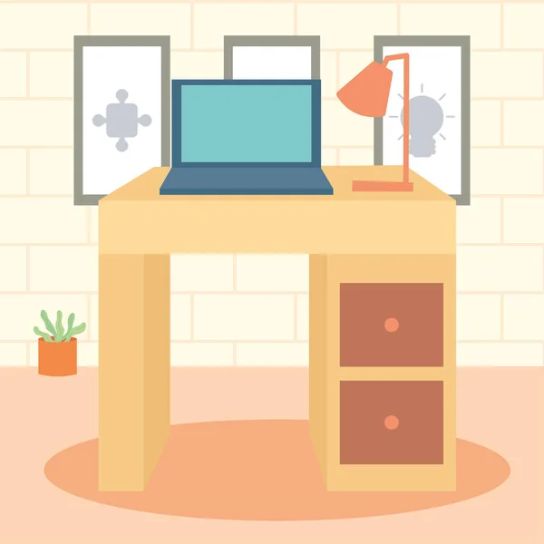 Illustration zum Arbeitsbereich zu Hause — Stockvektor