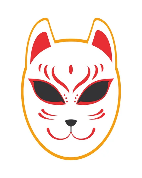 Japonés gato máscara icono — Vector de stock