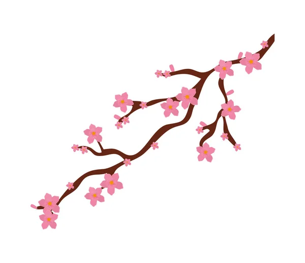 Branche de sakura avec des fleurs — Image vectorielle