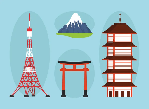 Japon symboles célèbres — Image vectorielle