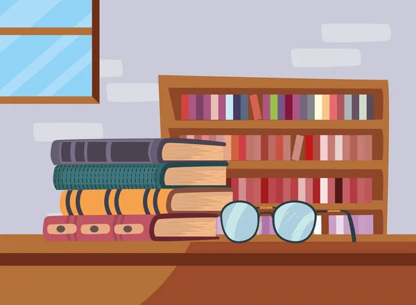 Books in shelving — Stock Vector