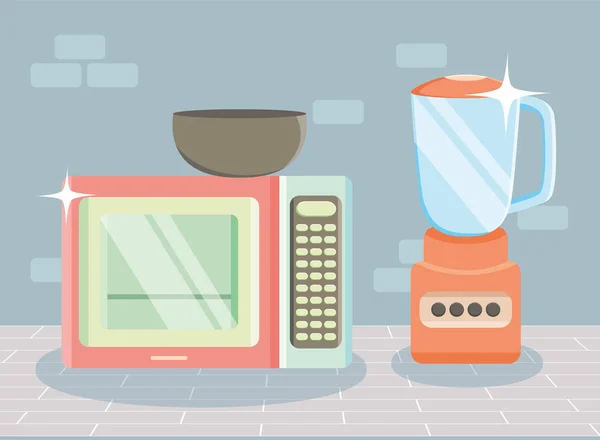 Микроволновая печь и блендер — стоковый вектор