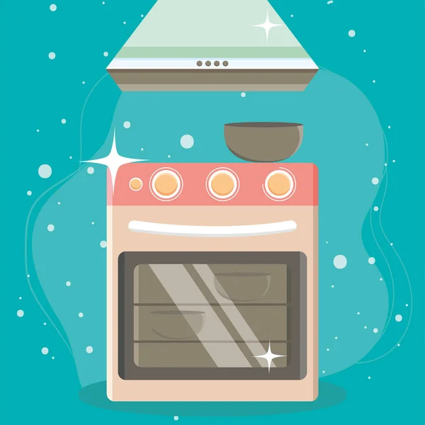 Horno cocina electrodomésticos escena — Vector de stock