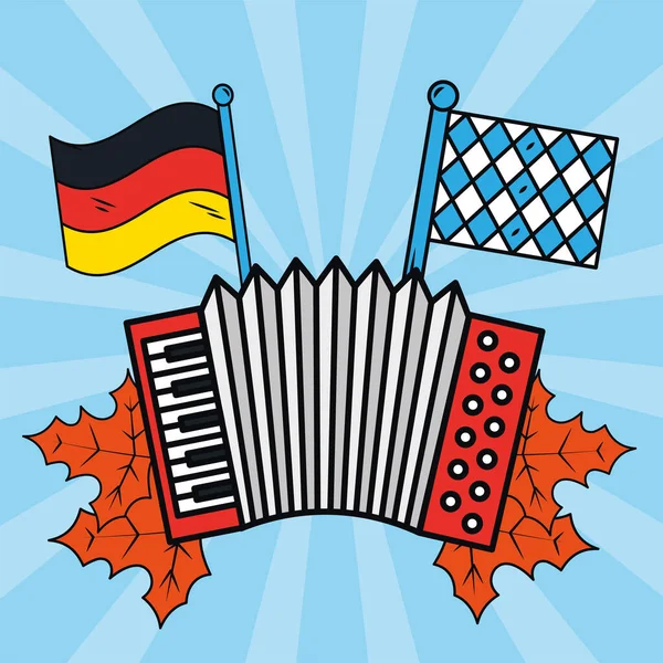 Oktoberfest flags and accordion — Stock Vector