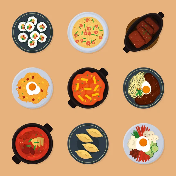 Set di cibo coreano — Vettoriale Stock