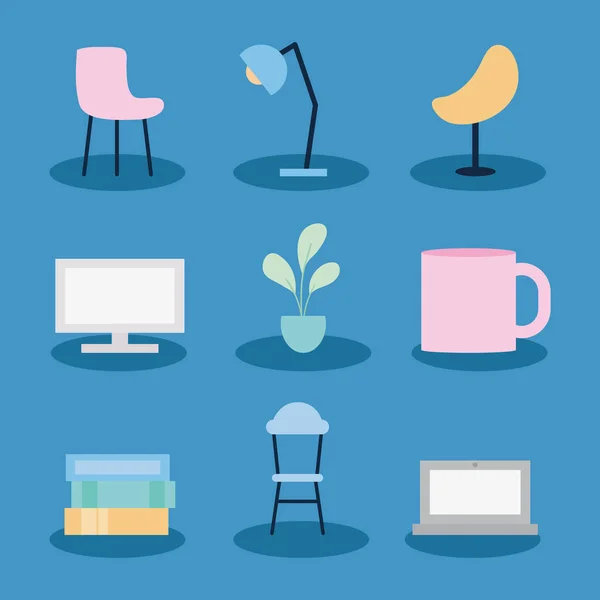 Ensemble d'objets de bureau — Image vectorielle