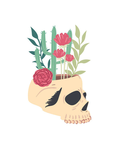 mystic skull with seeded plants