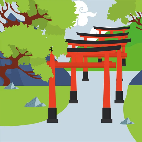 Puerta torii japonesa — Archivo Imágenes Vectoriales