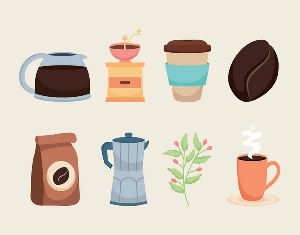 Icon set of coffee — Stock Vector