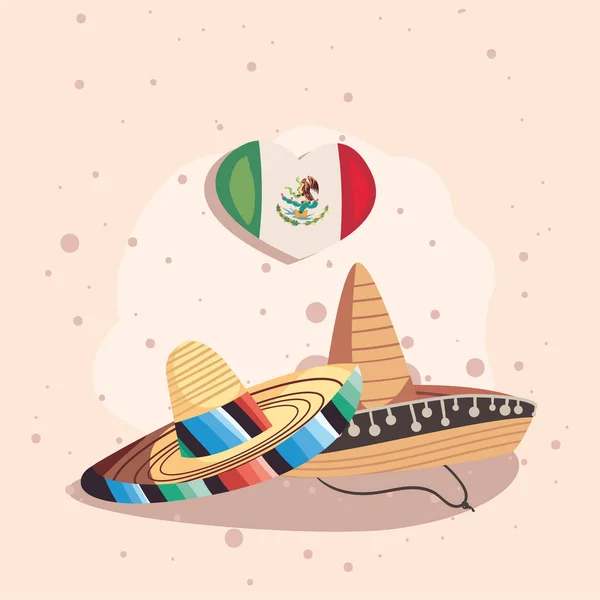 Мексиканский праздник в соломенных шляпах — стоковый вектор
