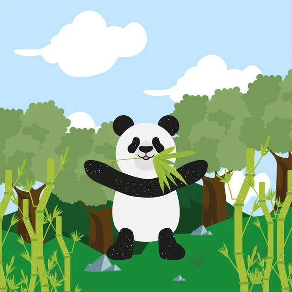 Miś Panda z bambusa — Wektor stockowy