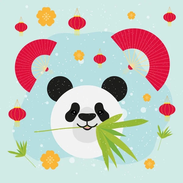 Pandabär und Dekoration — Stockvektor