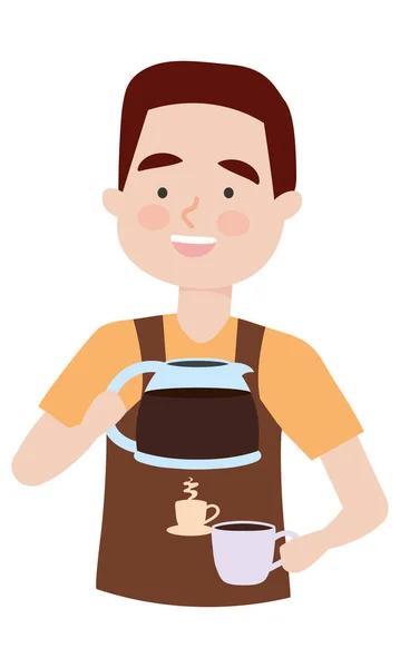 Barista man with coffee jug — Stock Vector