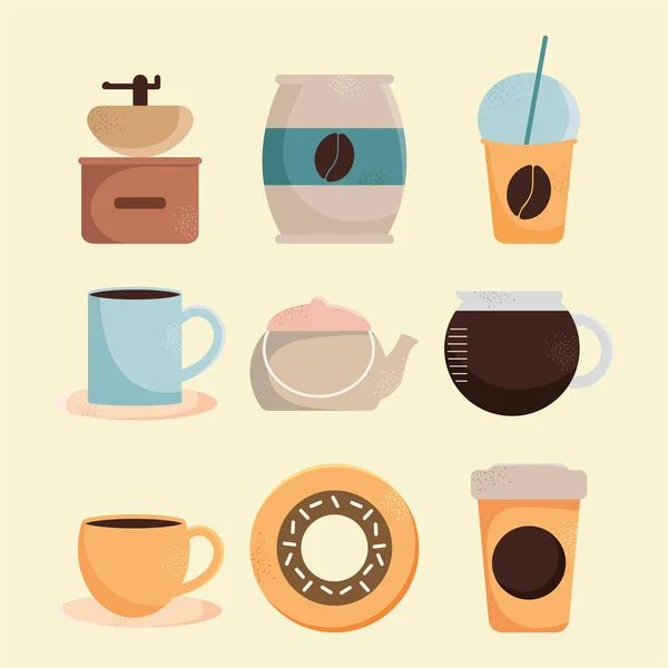 Coffee objects icon set — Stock Vector