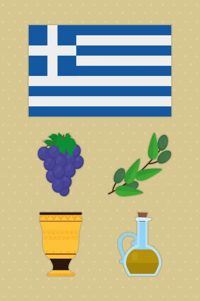 Greek flag and symbols — Stock Vector