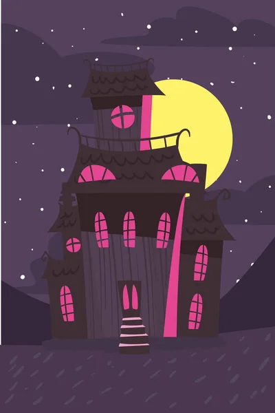 Dunkle Burg bei Nacht — Stockvektor