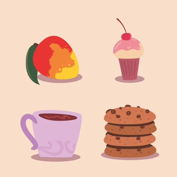 Domácí jídlo čtyři ikony — Stockový vektor