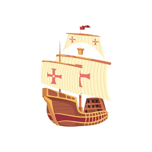 Columbus imbarco caravella — Vettoriale Stock