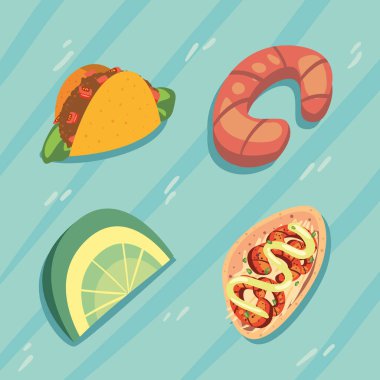 Meksika tacoları dört ikon.