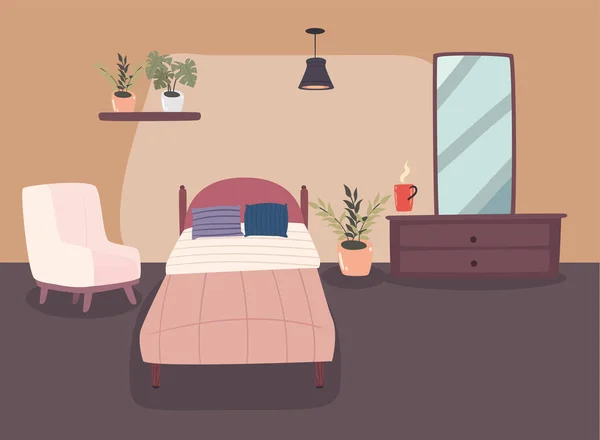 Κρεβάτι και συρταριέρα — Διανυσματικό Αρχείο