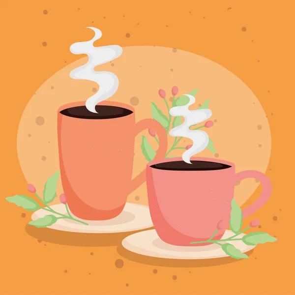 Taza de café y taza — Vector de stock