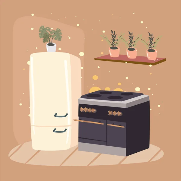 Kühlschrank und Backofen — Stockvektor