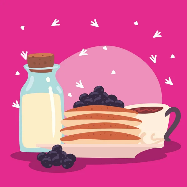 Milch und Pfannkuchen — Stockvektor