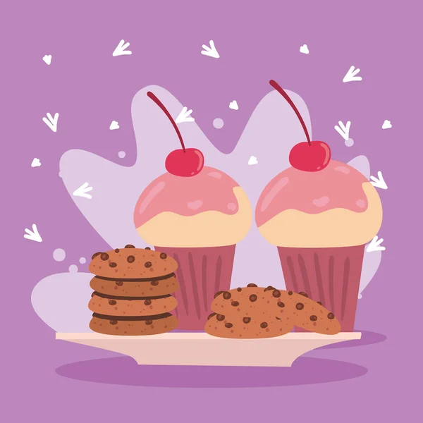 Koekjes en cupcakes — Stockvector