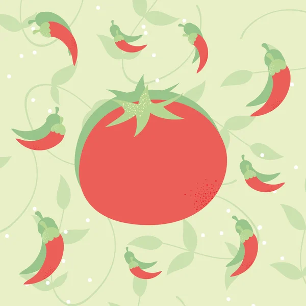 Frische Tomaten und Chilischoten — Stockvektor