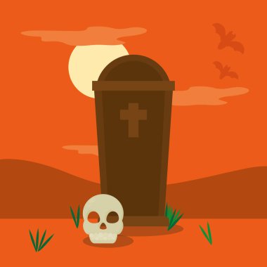 Cadılar bayramı kafatası ve tabut