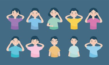 stresli insanlar simge seti