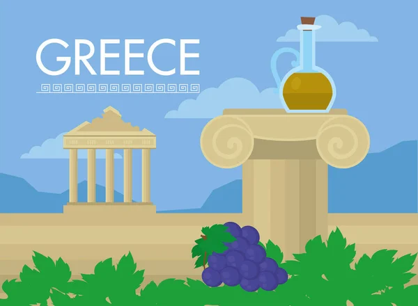 Greece lettering e cena —  Vetores de Stock