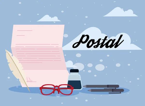 Lettering postale in nuvole — Vettoriale Stock