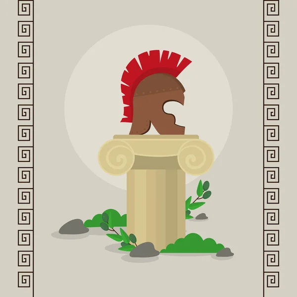 Casco de gladiador en columna — Vector de stock