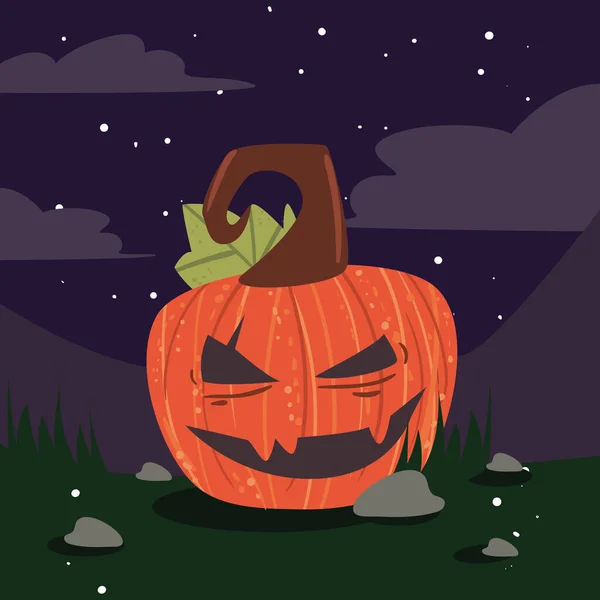 Halloween dynia noc scena — Wektor stockowy