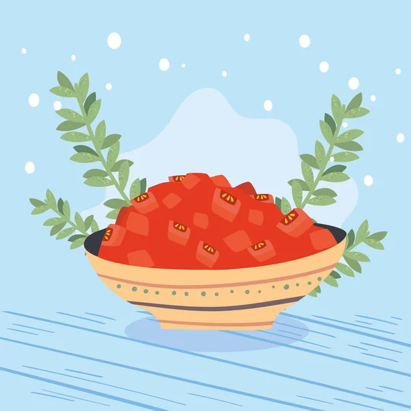 Tomates hachées et feuilles — Image vectorielle