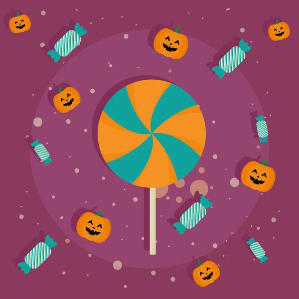 Calabazas y dulces de Halloween — Archivo Imágenes Vectoriales