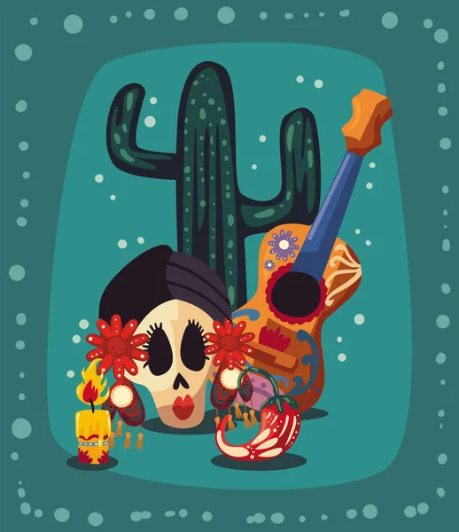Día mexicano del grupo de iconos muertos — Vector de stock