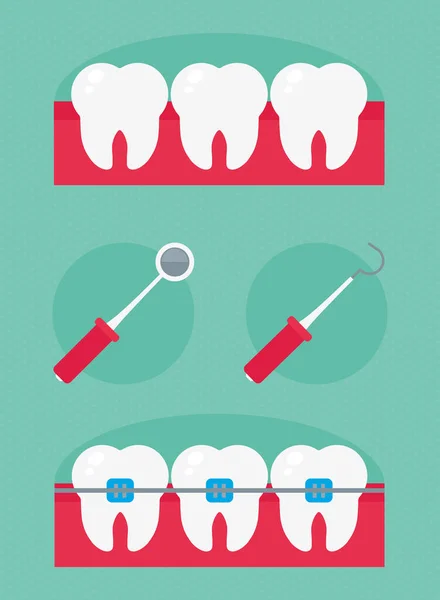 Fogak és fogászati darabok — Stock Vector