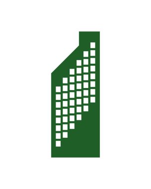 Pencereli yeşil bina