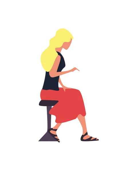 Mujer rubia en silla — Vector de stock