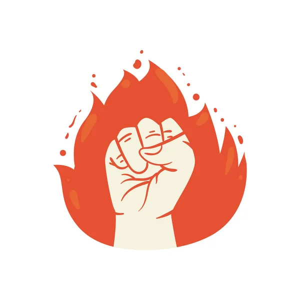 Protest fist in flame — Stock Vector