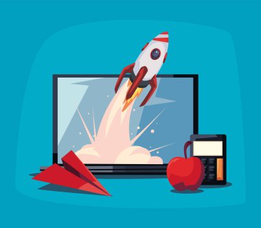 bilgisayar ve roket okulu simgeleri