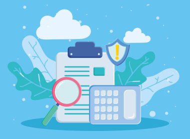 lupe ve hesap makineli belge